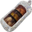 Bling Pill Organizer - Niedliche und kompakte Pille Box für Geldbeutel - stilvolle Pille Case mit Sparkling Design - Travel-Friendly Medicine Holder -Slide in/Out Design Pill Organizer (Silber)