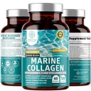 Premium Marine Collagen Dipeptide mit Hyaluronsäure, Vitamin C, Theaflavin und Kupfer, Collagen Supplement für Frauen und Männer für Radiant Haut, Haar & Nägel, Glutenfreie und nicht-GMO, 120 Veg Caps