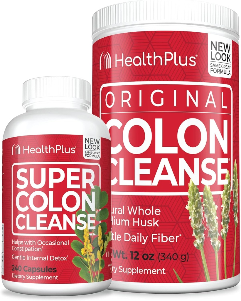 Health Plus Super Colon Cleanse (240 Kapseln) & Colon Cleanse (12 Unzen/48 Portionen) Bundle