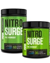 Jacked Factory NITROSURGE Pre Workout Supplement - Energy Booster, Instant Strength Gains, Clear Focus & Intense Pumps - NO Booster & Powerful Preworkout Energy Powder - 90 Portionen, Blue Raspberry