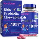 LOVEBUG Probiotics for Kids – Probiotische Chewables mit präbiotischer Faser für Alter 4+,Daily Kinder Gut Health & Digestive Support Supplement, Sugar-Free Berry Flavor, 30 Count