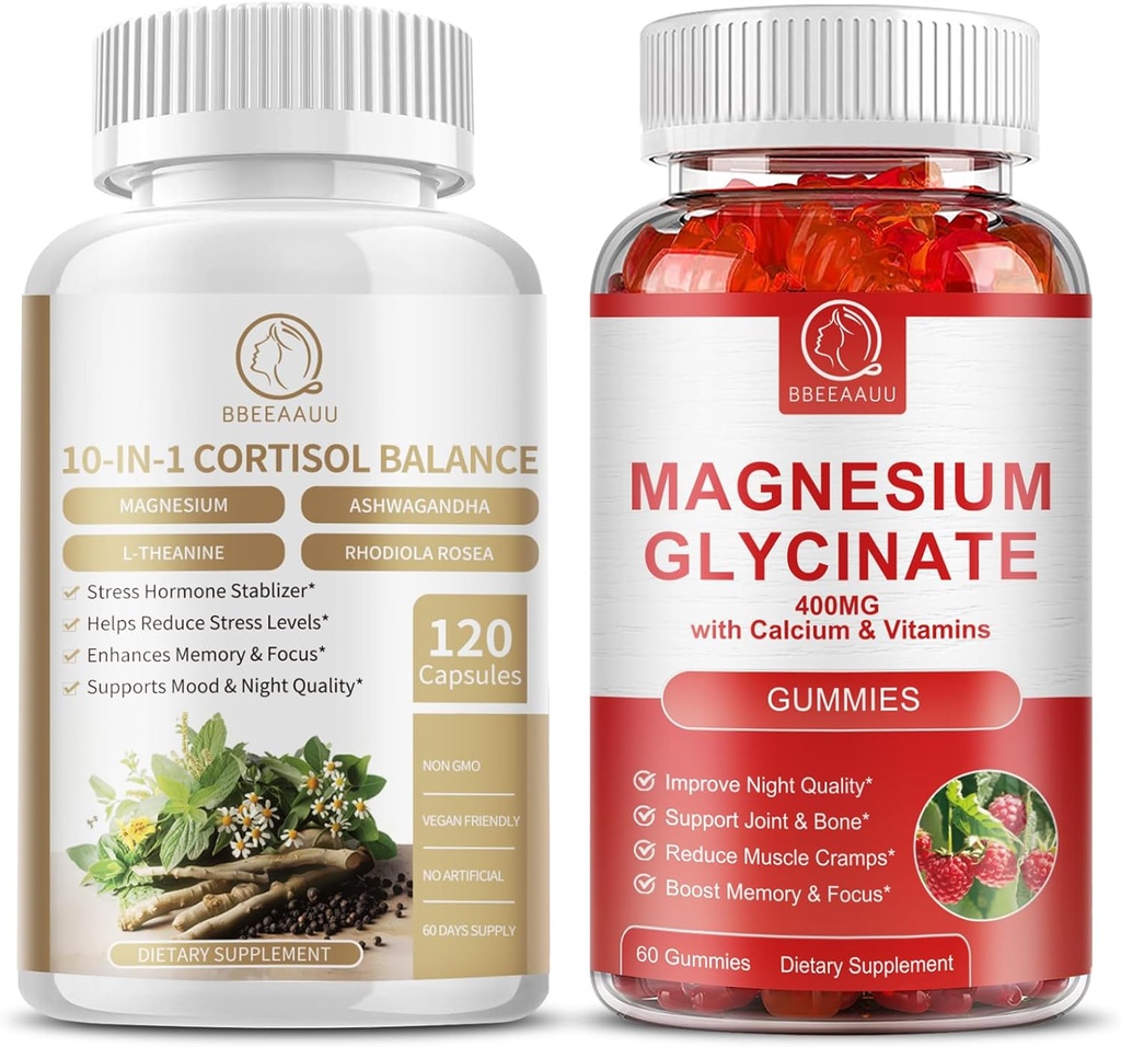 Cortisol Supplement Capsules and Magnesium Supplement Gummies