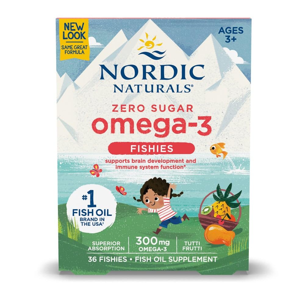 Nordic Naturals Nordic Omega-3 Fishies, Tutti Frutti - 36 Poissons - 300 mg Total Omega-3 avec EPA et DHA - Cerveau sain, humeur, vision et système immunitaire - Non-OGM - 36 portions