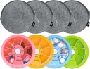 INVODA Wöchentliche Pille Organizer 7 Kompartment rotierende Pille Box für tägliche Medikamente & Vitamine - Tragbare Reise Pille Fall Fischöl ergänzt Vitamine Organizer (4 Pille Box + 4 Tasche)