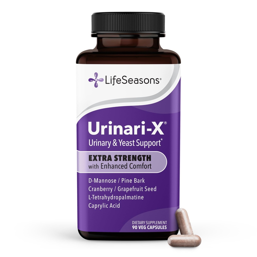 Urinari-X Extrastärke mit Enhanced Comfort - Urinary Tract Support - Fast UTI Relief - Vitamin Supplement für Blasenfunktion - D-Mannose, Cranberry, Pinebark, Uva Ursi & Grapefruit - 90 Kapseln