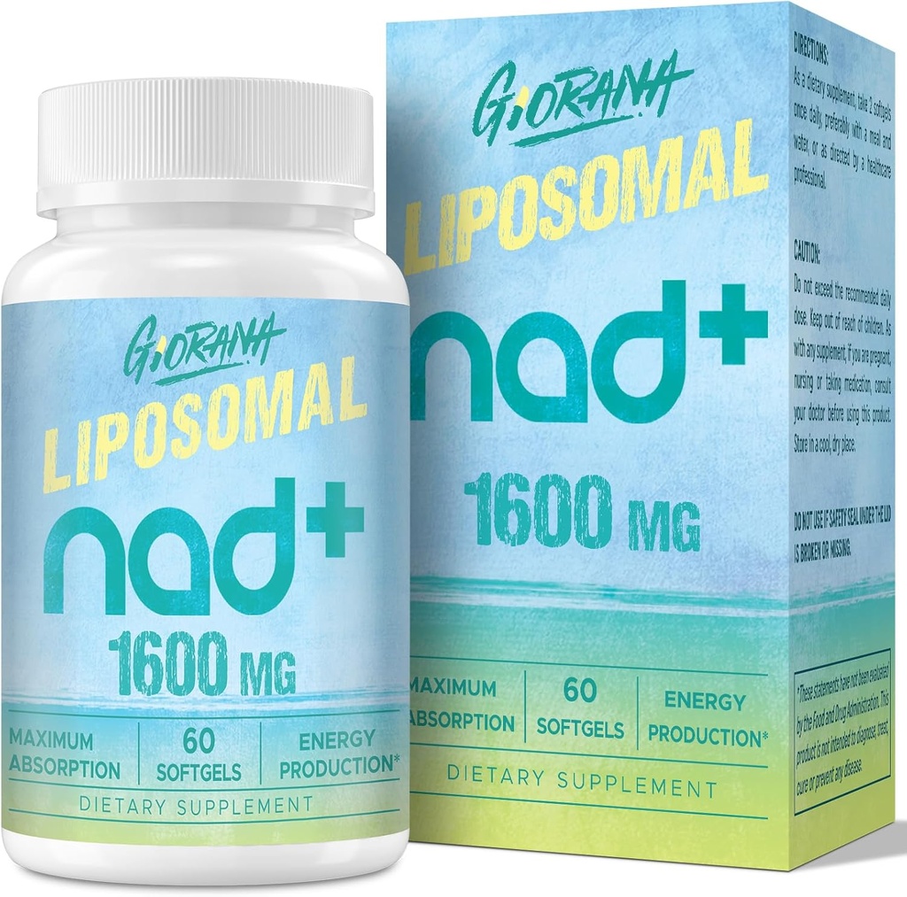 1600 MG Liposomal NAD+ Supplement, NAD+ Boosting Supplement, Überlegene Absorption, Vitamin B3 für Aging Defense, Langlebigkeit, Energie, Reparatur, Non-GMO, 60 Softgels