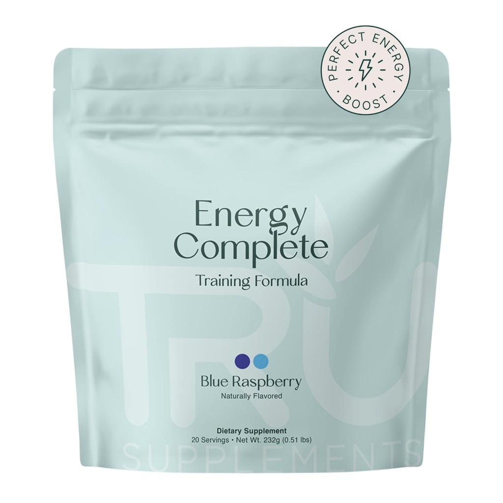 TRU Suppléments Suppléments Énergie, Formule d'entraînement pré-entraînement, Vegan Friendly, No Jitters, Améliorer la performance d'entraînement, Saveurs naturellement extraites, 20 portions (Blue Raspberry)