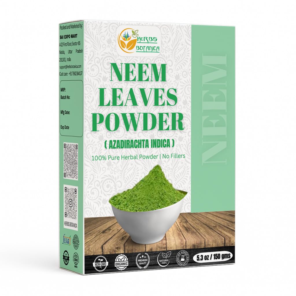 Herbes Botanica Neem poudre pour la croissance des cheveux, soins de la peau et détox Wildcrafted Bitter Neem feuilles poudre pour système immunitaire support, santé digestive 5,3 oz
