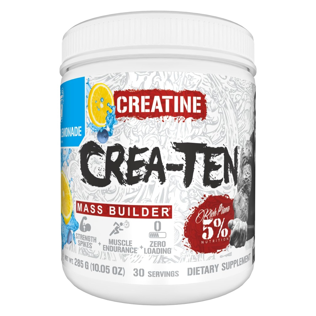 5% Nutrition CreaTEN Creatine Complex + Acceleratoren | Flavored Creatine Powder for Muscle Gain | Max Power, Strength, Endurance, & Recovery (Blueberry Lemonade)