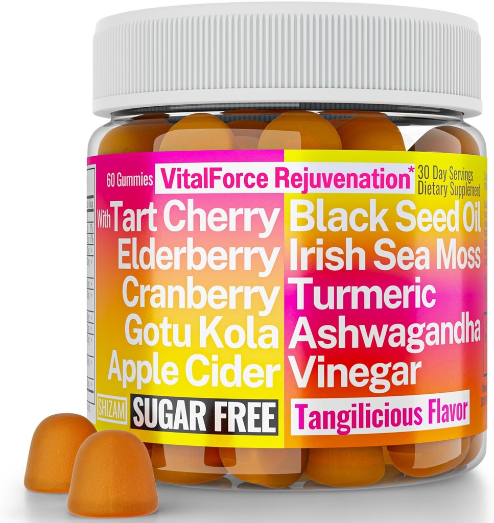 Gotu Kola Black Seed Oil Cider Vinegar Irish Seamoss Cranberry Ashwagandha Tart Cherry Curcumine curcumine Gommies