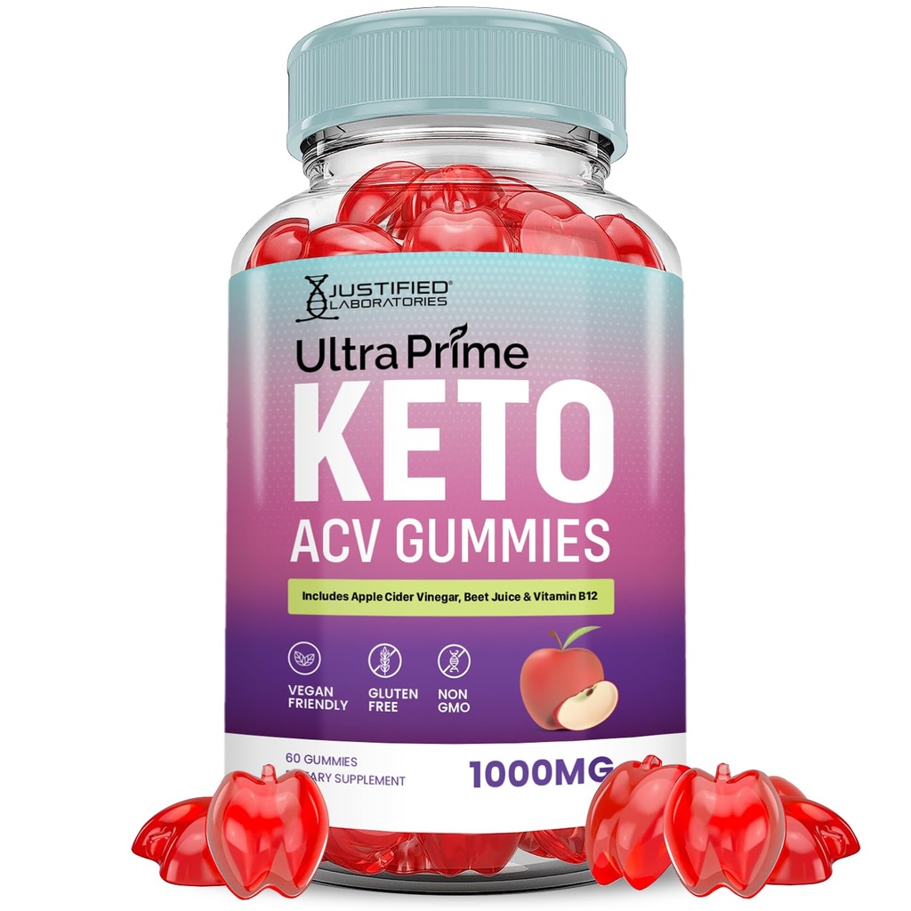 Ultra Prime Keto ACV Gummies Advanced Formula 1000MG UltraPrime Keto Gummies Apple Cider Vinegar Formulated with Pomegranate Beet Juice Powder B12 Vegan Non GMO 60 Gummys