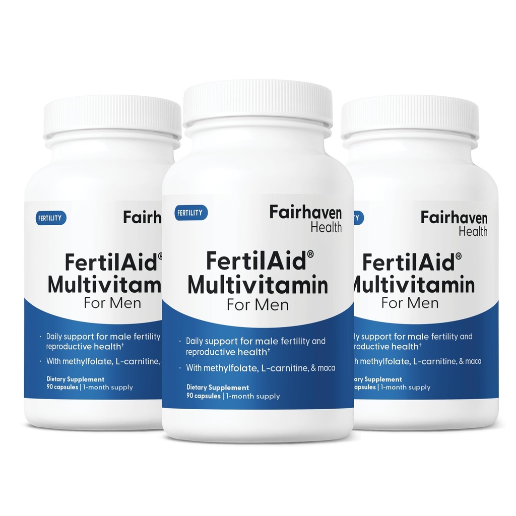 Fairhaven Santé 3 mois fertilAid d'approvisionnement pour les hommes supplément de fertilité masculine prénatale , le compte et le soutien de la mobilité préconception pour lui , le soutien de la fertilité comprend , Zinc , et Folate , 90 capsules