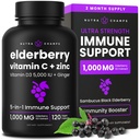 NutraChamps Elderberry mit Vitamin C und Zink - 5 in 1 Immunitätsergänzung, 10.000mg Sambucus Black Elderberry Kapseln mit Vitamin D3 5000 IU, Sambucus Elderberry Extract Immununterstützung für Erwachsene