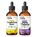 Wild & Organic Dandelion Root Tincture & Milk Thistle Tincture 4 fl oz - Liver Cleanse Detox Support - Dandelion Root Extract Drops - Milchdistel Supplement - Kein Zucker & Alkohol