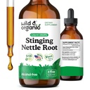 Wild & Organic Stinging Nettle Tincture - Stinging Nettle Root Extract Drops für Männer & Frauen - Liquid Urtica Dioica Supplement - Vegan, Zucker & Alkoholfrei - 4 fl oz