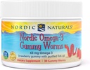 Nordic Naturals Nordic Omega-3 Gummy Worms, Strawberry - 30 Gummy Worms - 63 mg Total Omega-3s with EPA & DHA - - 30 Servings