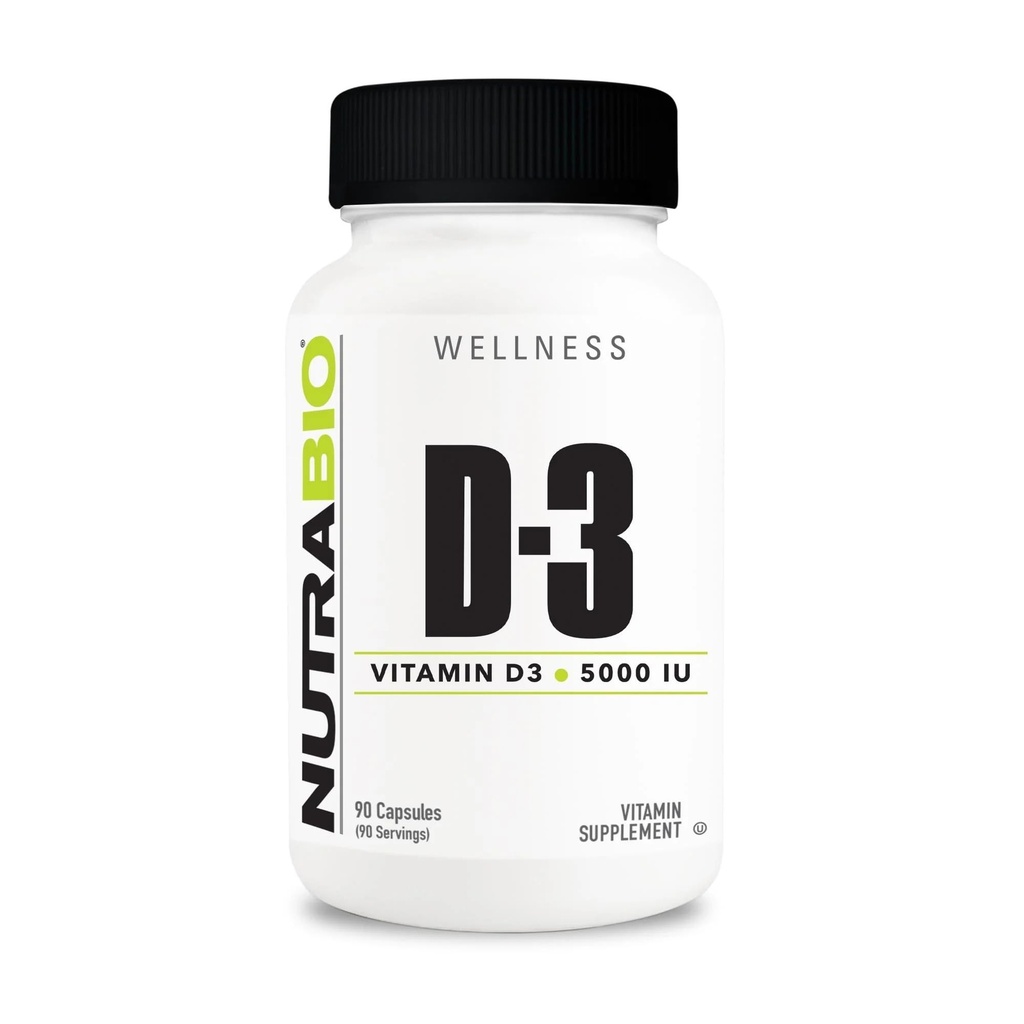 NutraBio Vitamin D (5000 IU), Immununterstützung - 90 pflanzliche Kapseln