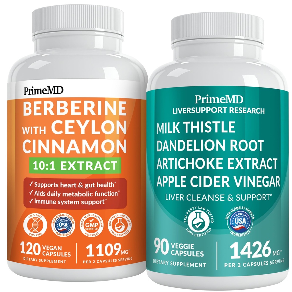 PrimeMD 21-in-1 Berberine Ergänzung mit Ceylon Cinnamon, Chrom, Bitter Melon und Green Tea Extract (120 ct) &