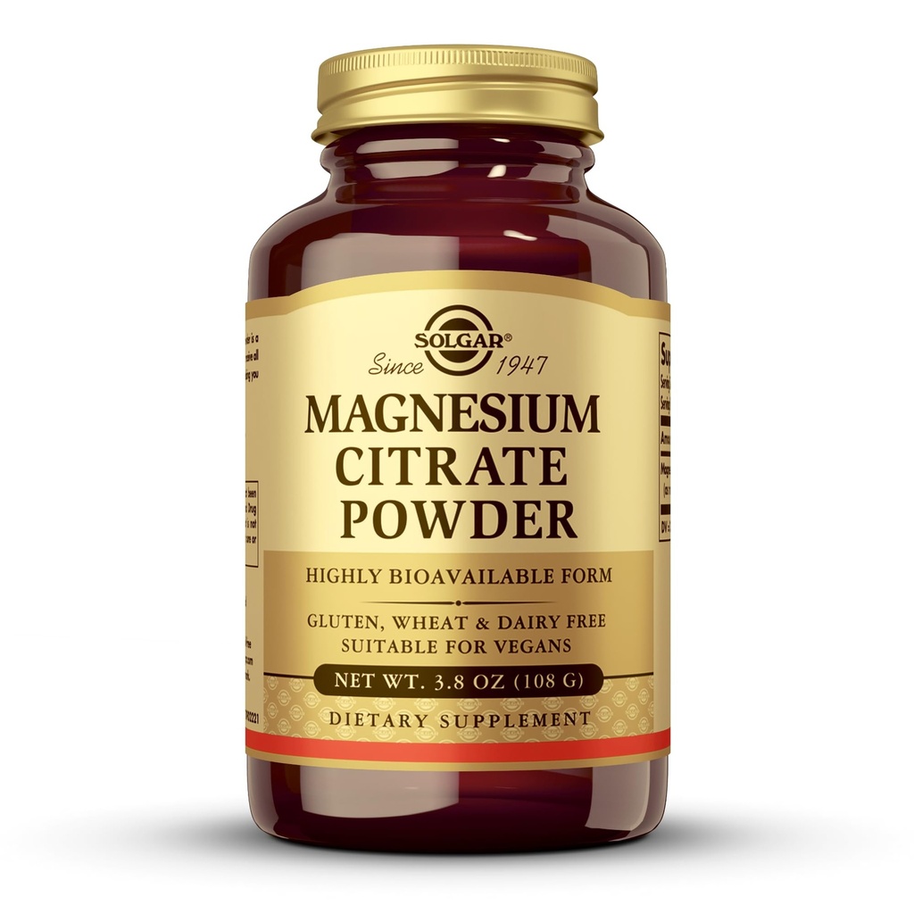 Solgar Magnesium Citrate Powder - 3.8 oz - Vegan, Gluten & Dairy Free - Approx. 60 Servings