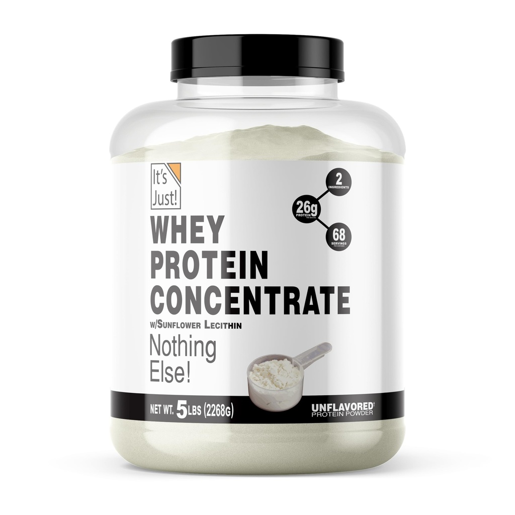 It's Just! - 100% Whey Protein Concentrate, Made in USA, Premium WPC-80, No Added Flavors or Artificial Sweeteners (5 Pound, Unflavored)