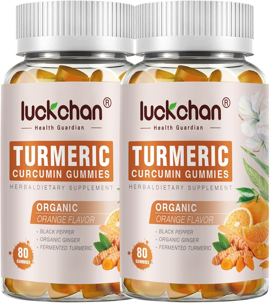Turmeric and Ginger Gummies (2 Pack) - Kurkuma mit schwarzem Pfeffer & Ginger Ergänzungen für Immununterstützung Gesunde Haut - Vegan Turmeric Gummies für Erwachsene - Glutenfrei, Niedrigzucker
