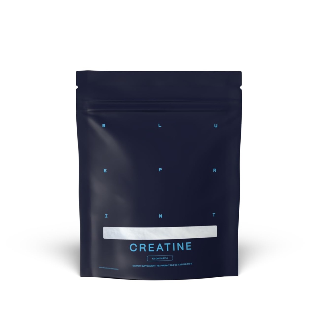 Blueprint Bryan Johnson Poudre monohydratée de créatine – Poudre acide amino - Supplément soutient la croissance musculaire, la récupération, la force et la concentration – Créatine non aromatisée pour les femmes et les hommes – 5g Dose – 100 portions