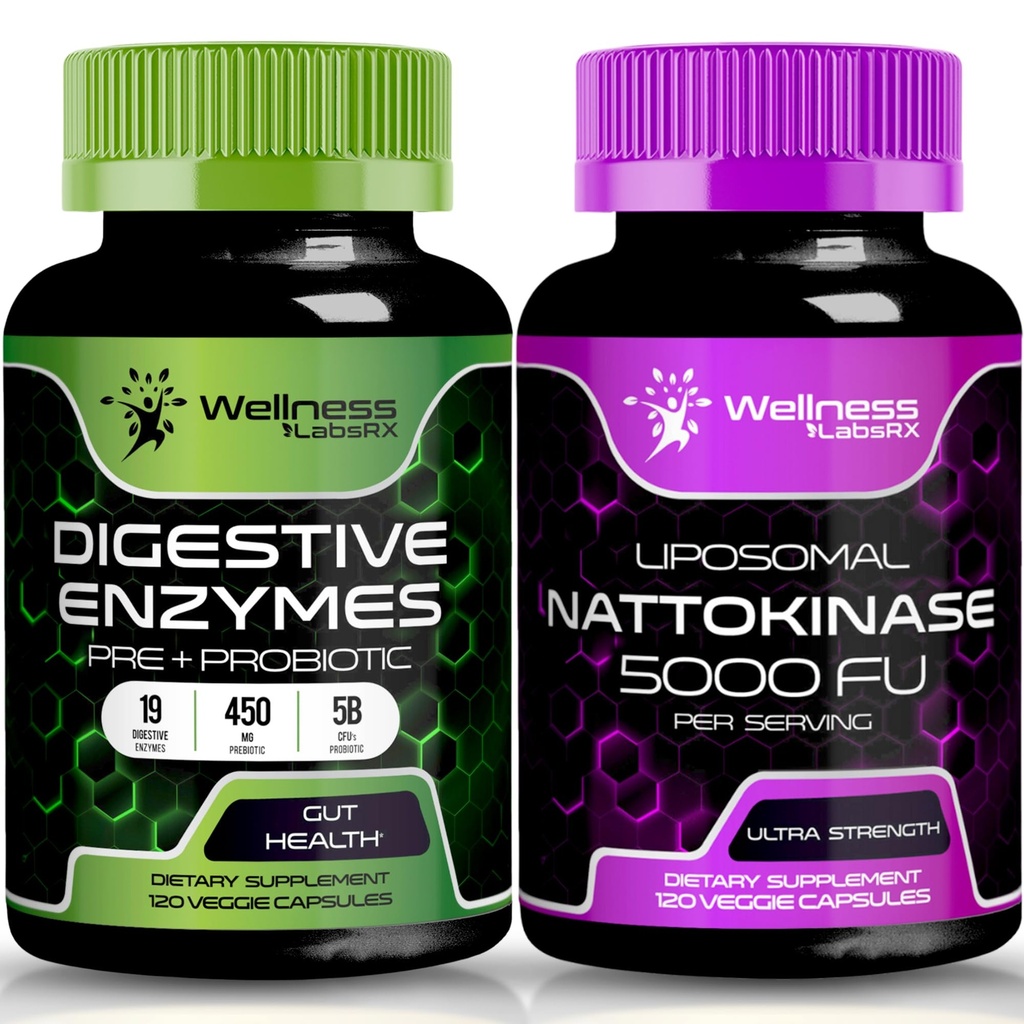 WELLNESS LABSRX Verdauungsenzym Kapseln | Nattokinase Kapseln
