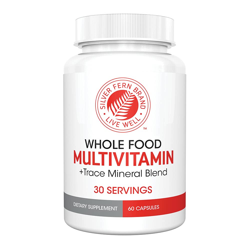 Silver Fern Whole Food Daily Multi Vitamin w/Trace Mineral Blend Supplement - 1 Flasche - 60 Vegicaps - 30 Tage Versorgung - Natürliche, Non-GMO, Vegan, Männer und Frauen Multivitamin - Zero Synthetics