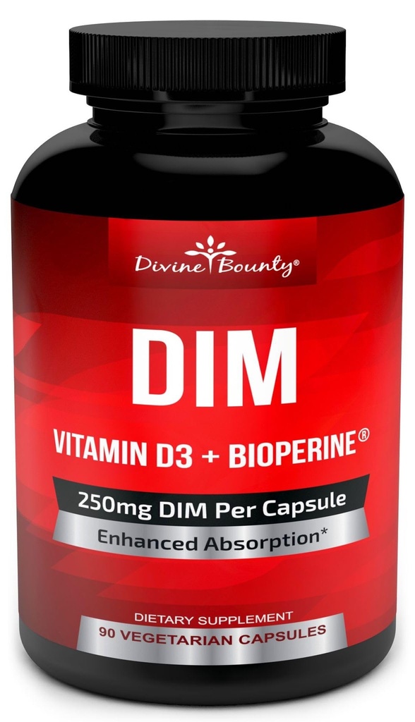 DIM Ergänzung 250mg mit Vitamin D3 Plus BioPerine - Diindolylmethan Menopause & Estrogen Unterstützung, Hormon Balance Unterstützung für Frauen und Männer - 90 Vegetarische Caps