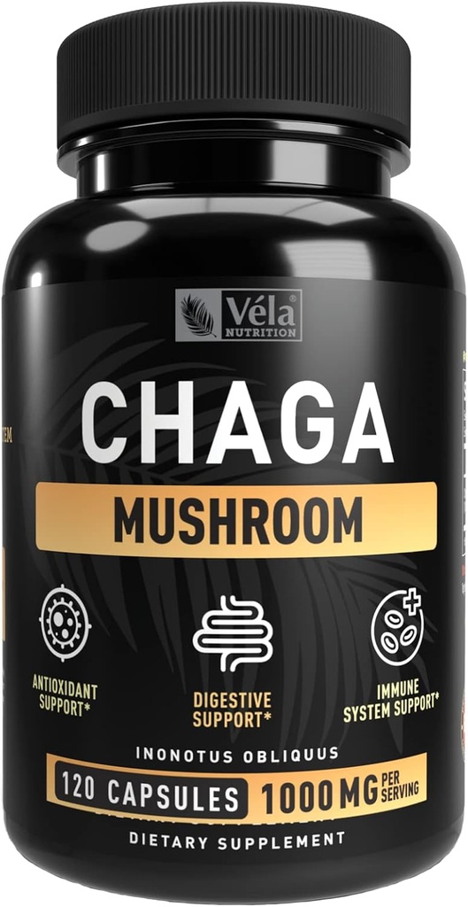 Velas Chaga Mushroom Supplement Mushroom Capsule | 1500 mg pro Servieren | 120 Kapseln (Chaga Mushroom (120 Count))