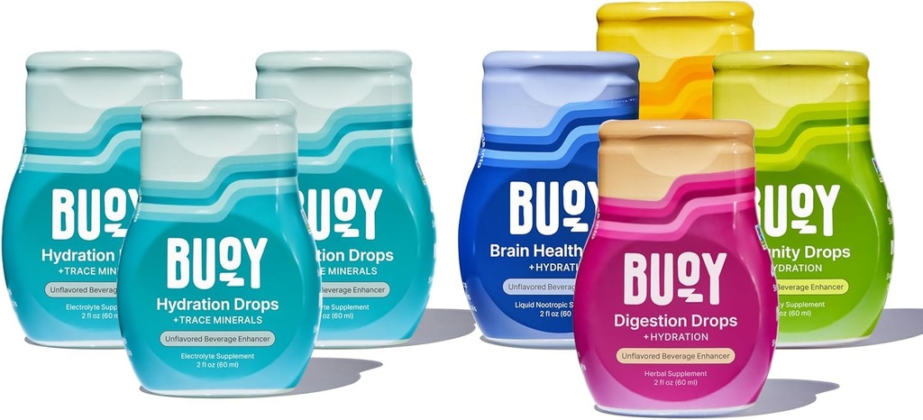 Buoy Electrolyte Drops Variety Pack Bundle 280 Servierungen | Kein Zucker, keine Süßungsmittel | Dietitian Empfohlen | Trace Minerals | Zweckmäßig entflammt Add to Any Drink