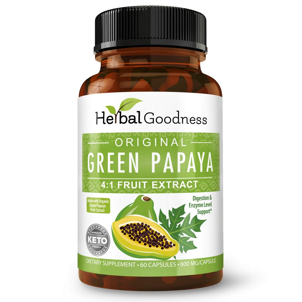 Green Papaya Frucht Extrakt Kapseln - Bio Papaya Enzyme mit Präbiotika und Probiotika für Verdauungsgesundheit - Super Verdauungsenzyme, Immununterstützung- 60 Kapseln, Made in USA