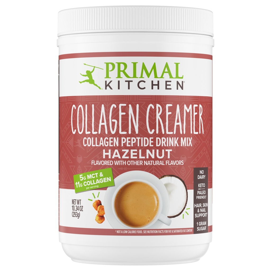 Primal Kitchen Hazelnut Collagen Creamer Powder, Collagen Peptide Drink Mix with MCT Oil,10.34 Ounces