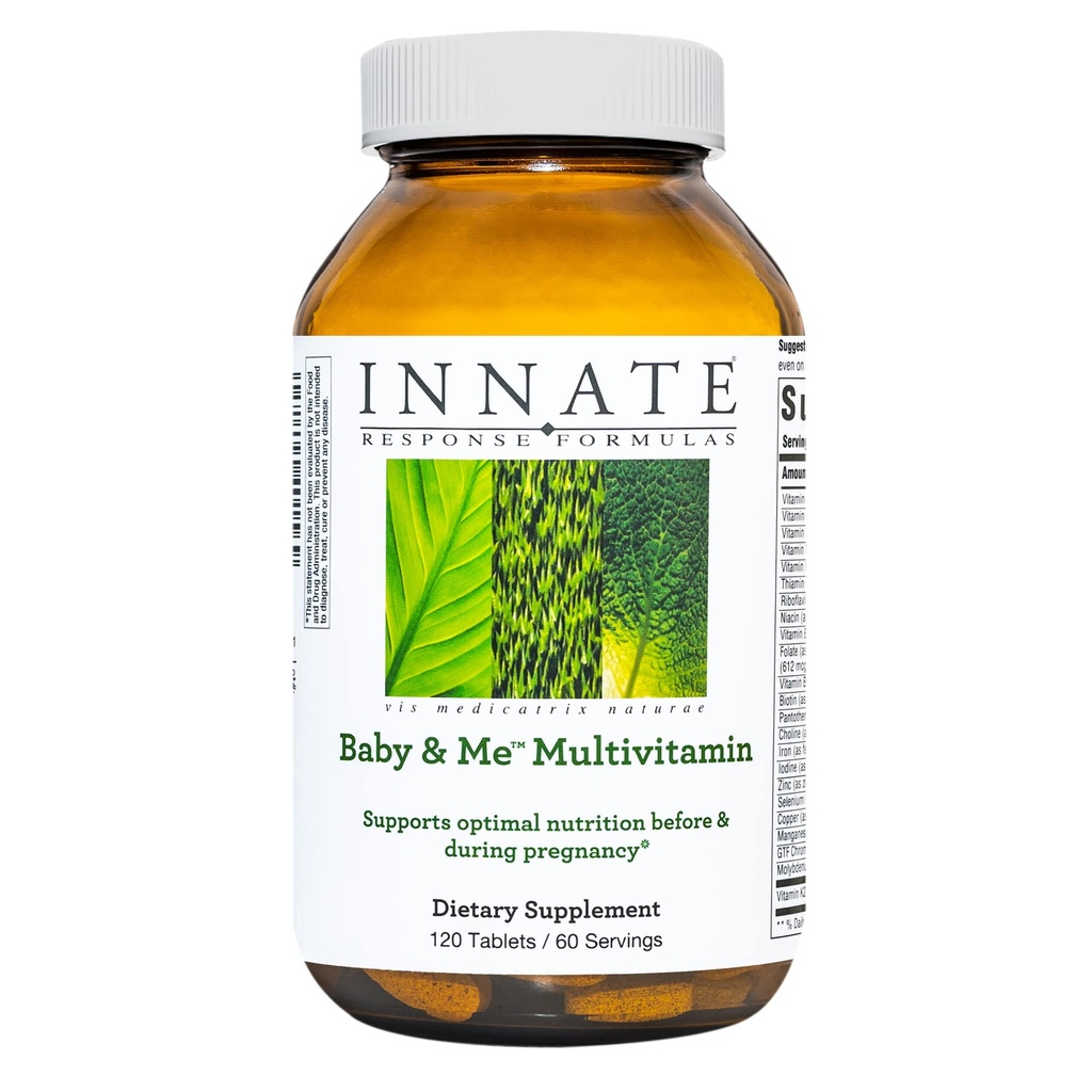Innate Response Formeln Baby & Me Multivitamin - Pränatales und postnatales Vitamin mit Folat, Choline und Vitaminen B12 und D3 - Vegetarisch, Non-GMO und Glutenfrei - 60 Tabletten (30 Portionen)