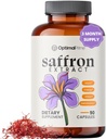 Optimale Prime Saffron Supplement - 100% Pure Saffron Extract 88.5mg - Hilft, Optimale Stimmung, Energie und Stoffwechsel, Vegetarisch Freundlich, Non-GMO, Glutenfrei, Sojafrei, 90 Kapseln