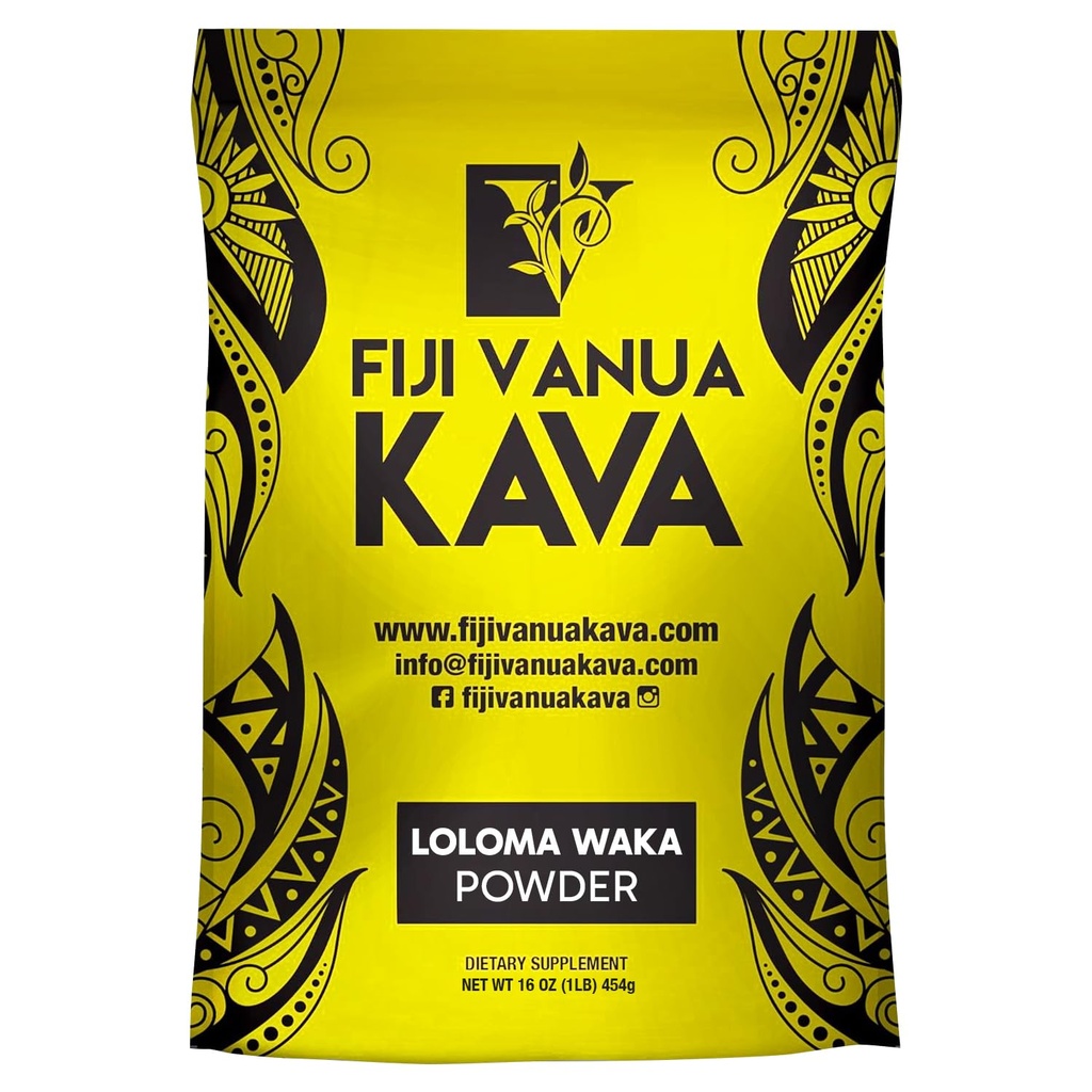Fiji Vanua Kava Premium Loloma Waka Kava Root Powder, Hergestellt aus Edle Root Powder mit Sun-getrockneten Lateral Roots, Medium Grind für Easy Prep, Kava für Glatte & Delicious Geschmack, 1 lb