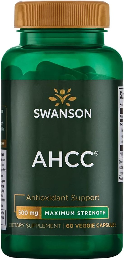 Swanson Maximum Strength AHCC - Förderung erweiterter Immununterstützung - Natürliche Ergänzung NK Cells & Liver Support - (60 Veggie Capsules, 500mg Jeder)