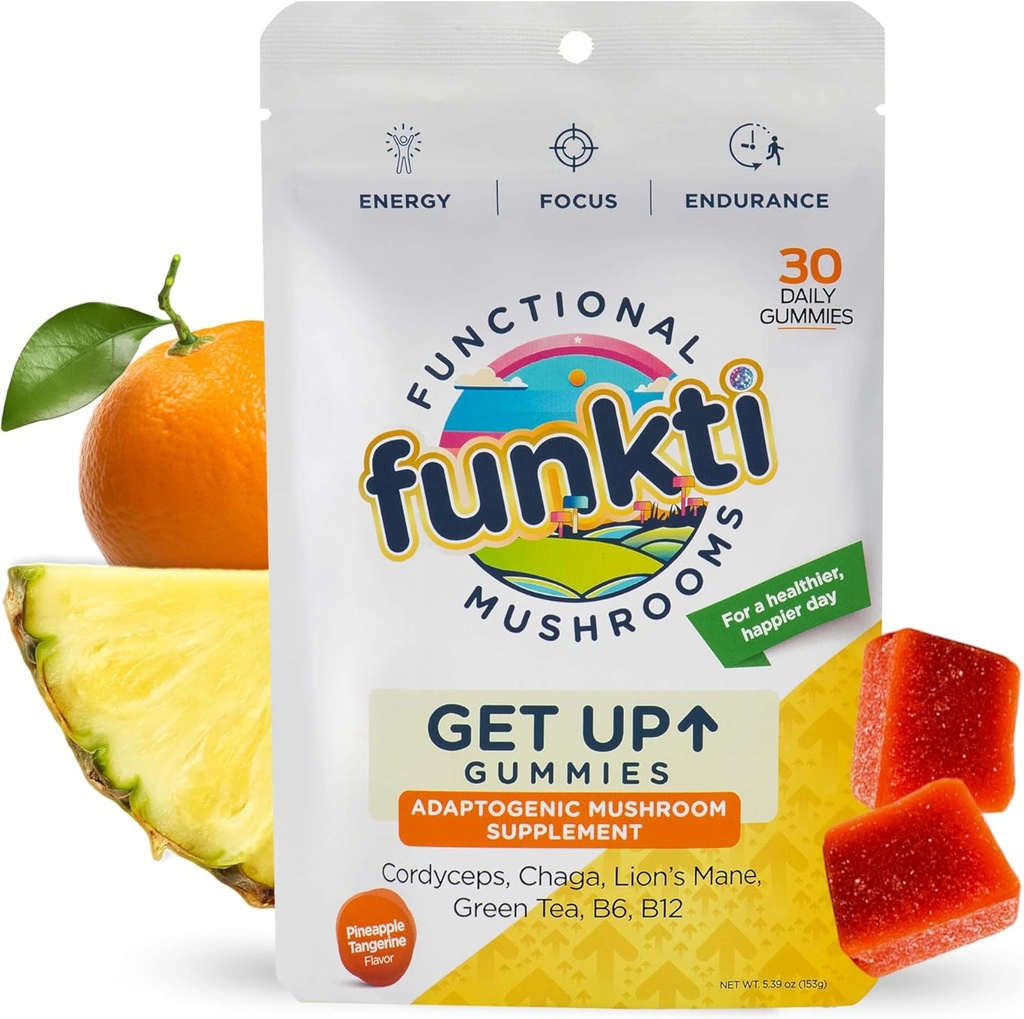 Fokus Pilz-Gummien für Erwachsene, Pilz-Ergänzung mit Cordyceps, Lion's Mane, Chaga, B6, B12, Grüner Tee - Holen Sie sich Gummies, Ein pro Tag - Max Strength