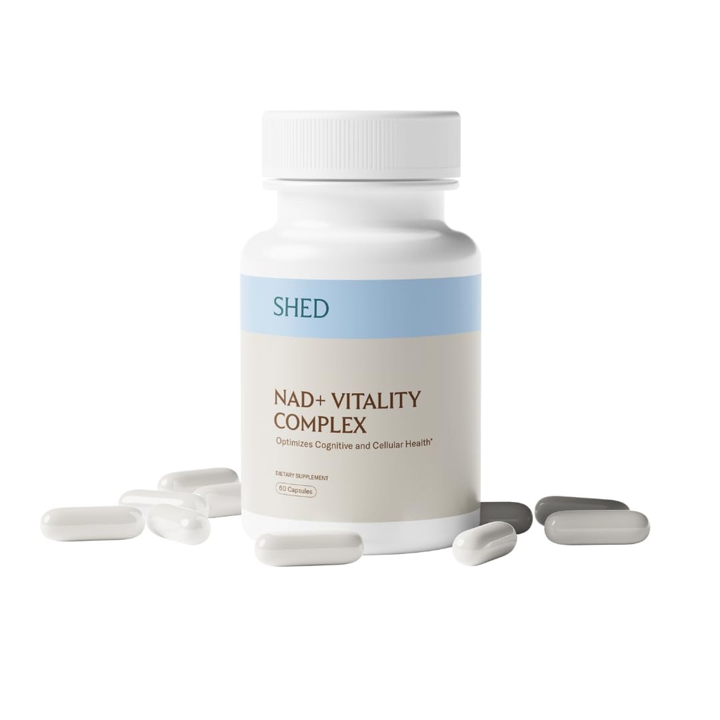 SHED NAD+ Supplement Vitality Complex with Nicotinamide Riboside (NR), Alpha-GPC, TMG & Methylated B Vitamins – Supports Energy, Focus, Cellular Health & Aging – 60 Capsules