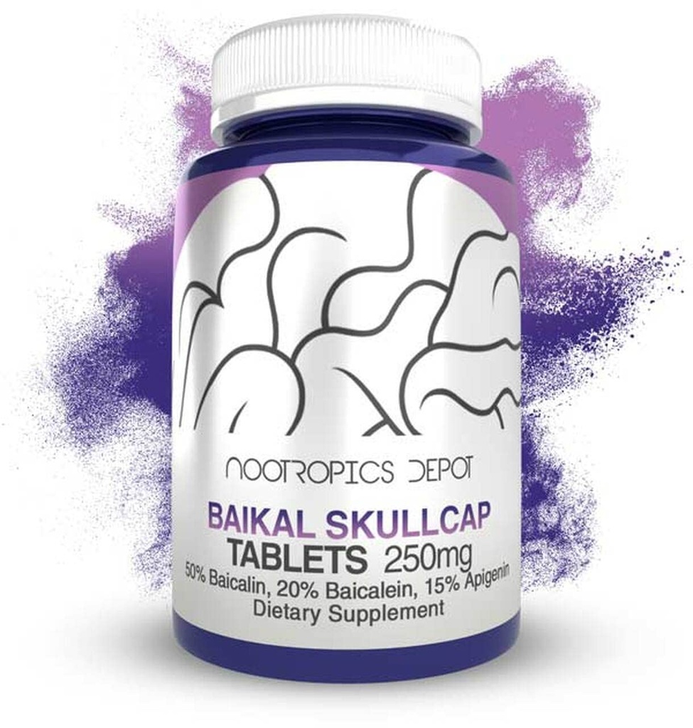 Nootropics Depot Baikal Skullcap Extrakt Tabletten | 250mg | 60 Count | >15% Apigenin, >20% Baicalein, >50% Baicalin