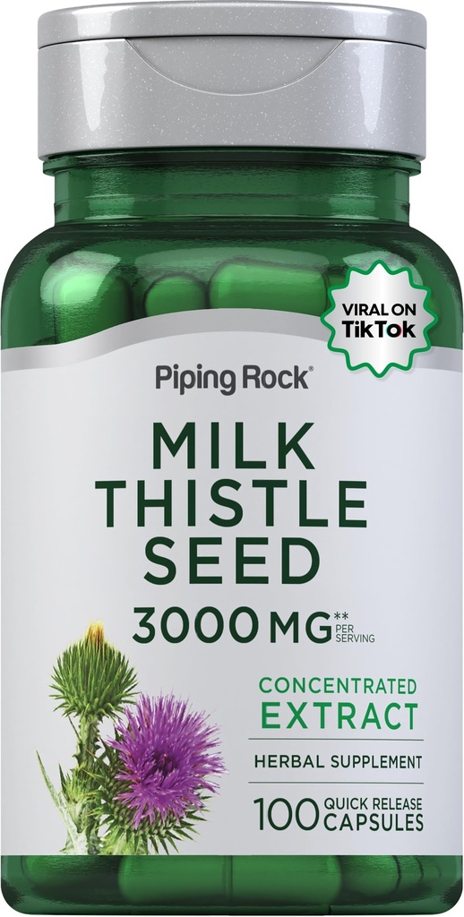 Lait de roche à pipe supplément de chardon 3000mg , 100 Capsules , Extrait concentré de plantes , non-OGM, sans gluten