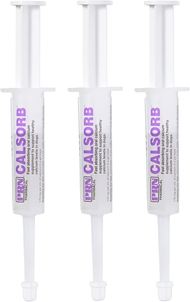 PRN Pharmacal Calsorb - Kalziumnahrungsergänzung zur Unterstützung gesunder Kalziumspiegel bei Hunden - Gelbasierter Hundenahrungsergänzung in einer einfach zu bedienenden Syringe - 12 mL Syringe (3 Packungen)