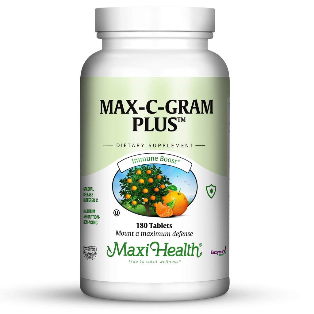 Maxi Health Max C Gram Plus -Gradual Release Gepuffertes Vitamin C Tabletten, 180 Zähler (Pack von 1)