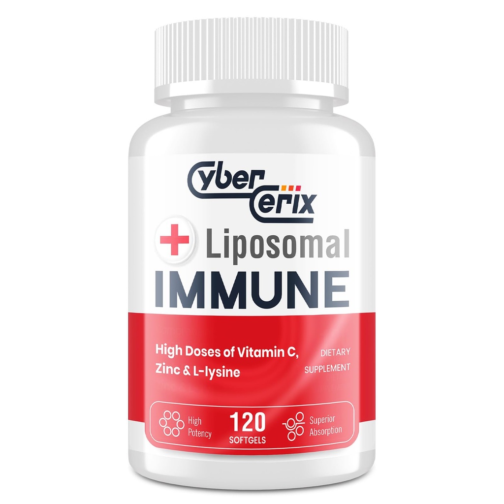 Fortgeschrittene Liposomale Immunergänzung, Komplex mit L-Lysine 1.500mg, Vitamine, Mineralstoffe & Kräuterextrakte, Umfassende tägliche Wellness-Mischung für Männer & Frauen - 120 Kapseln