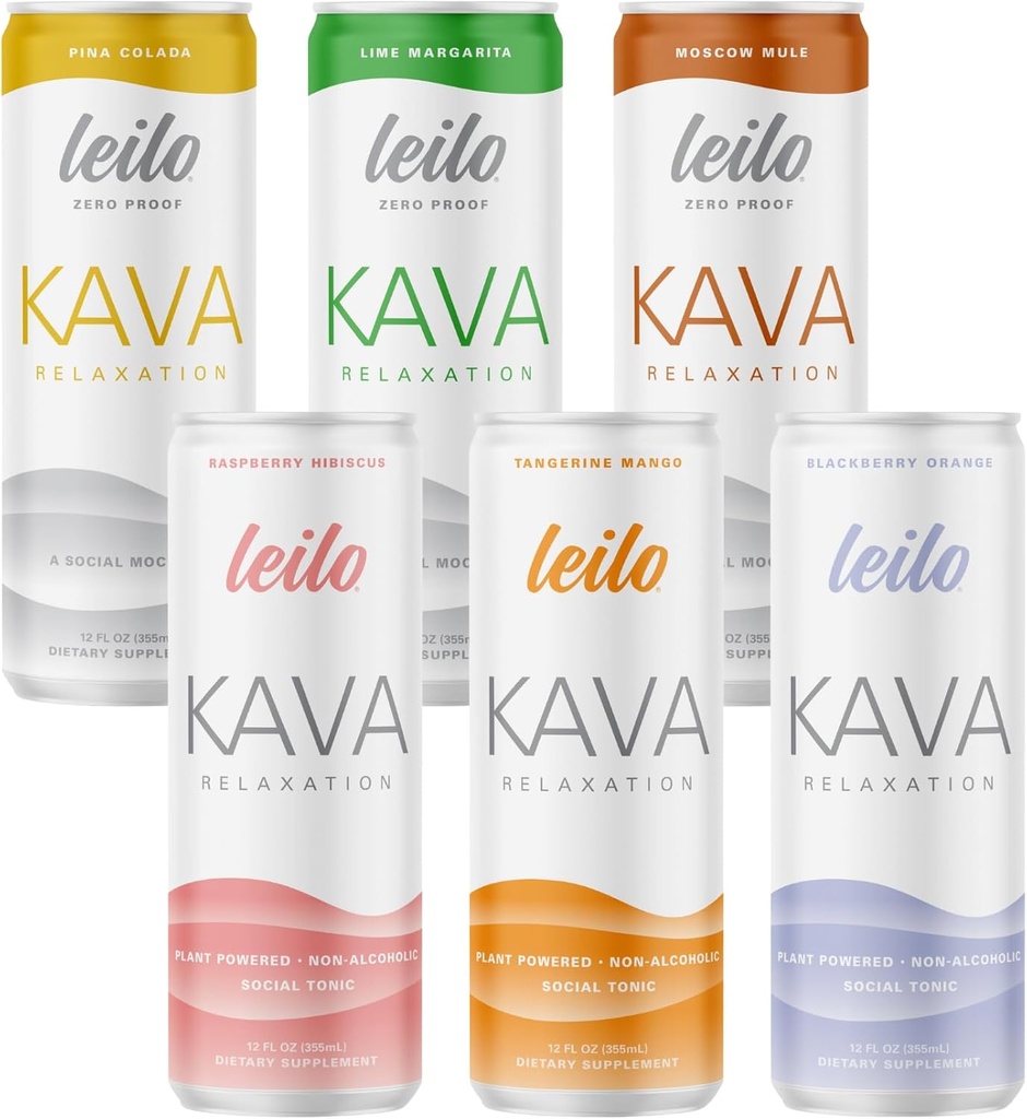 Kava Powered Sparkling Relaxation Drink (boissons calmantes non-ALC) – Comprend (3) Classic & (3) Mocktail Flavors (boissons de 12 fl oz)