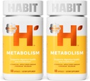 Habit Metabolism Supplement 2 Pack (120 Kapseln) - Unterstützt Verdauungs-Gesundheit & Stoffwechsel, Vitamin B12, Selen, Chrom, Apfelessig, Vegan, Non-GMO