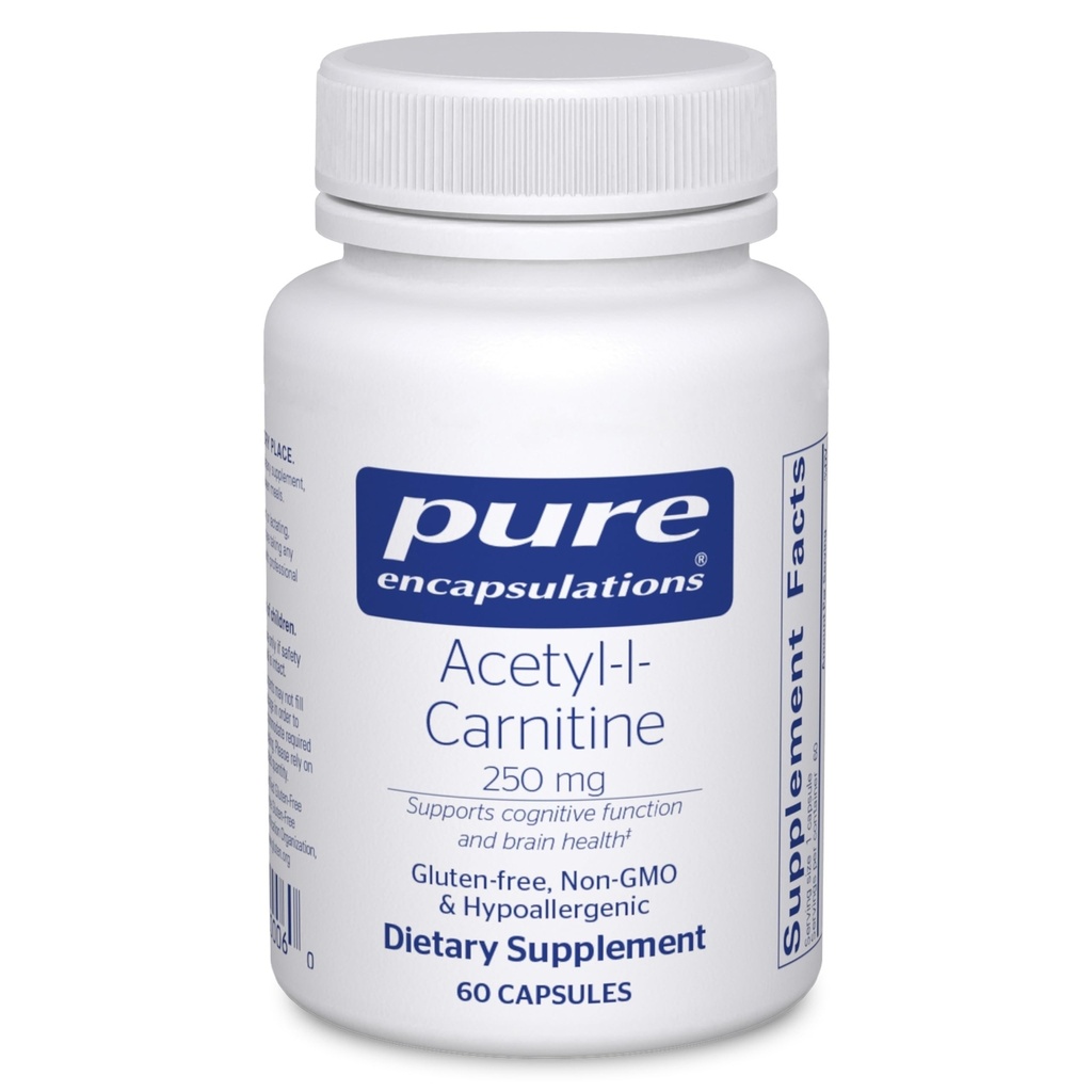 Pure Encapsulations Acetyl-L-Carnitin 250 mg - Memory & Brain Supplement - Gehirnunterstützung & Fokus* - Glutenfrei & Non-GMO - 60 Kapseln