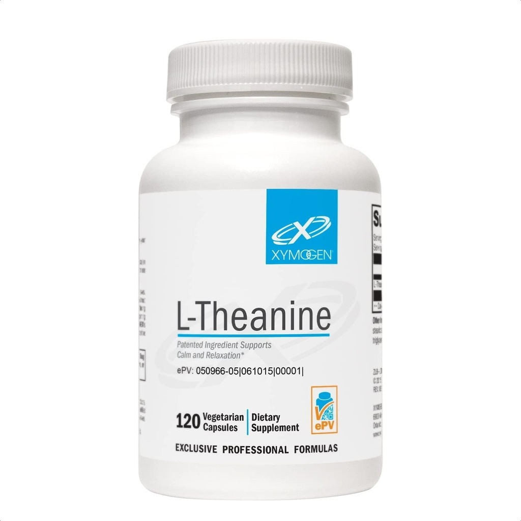XYMOGEN L-Theanin - Patentiertes Suntheanin L theanine 400mg pro Servieren - Aminosäure-Ergänzung zur Unterstützung von Calm + Entspannung ohne Schläfrigkeit, Lebergesundheit (120 Kapseln)