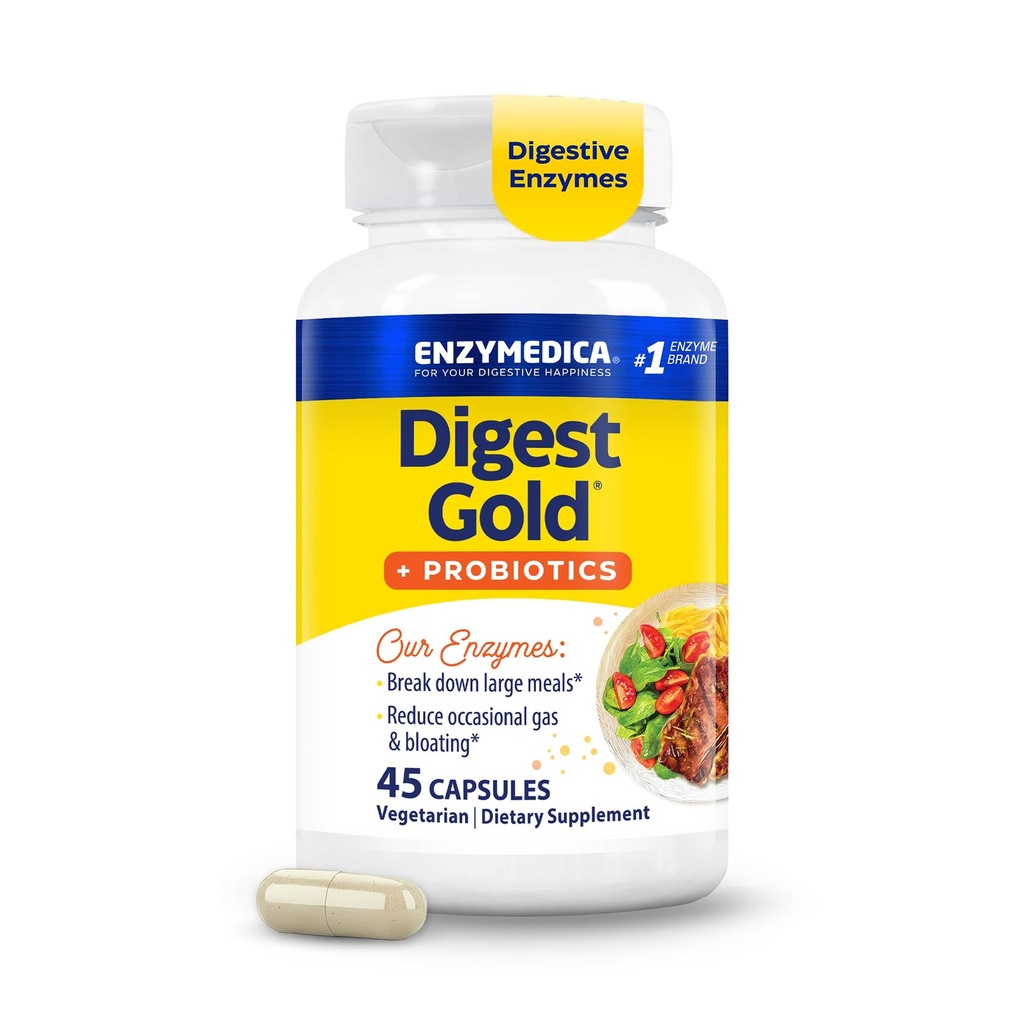 Enzymedica Digest Gold + Probiotics, 2-in-1 Formel für Gut Health, Verdauungsenzyme & 1 Billion Active Probiotic Cultures, 45 Count (FFP)