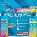HydroMATE Électrolyte Powder Pack de variétés Hydratation Packs Faible sucre 16 Compte
